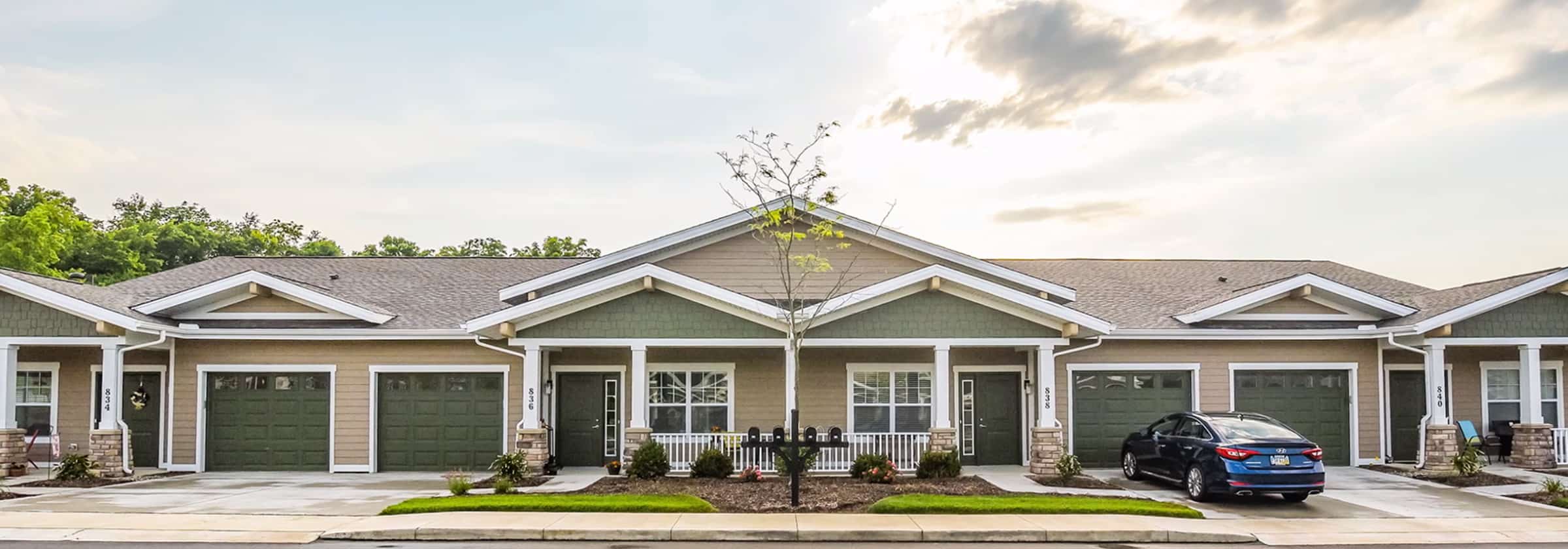 Street view of the Independent Living Garden Homes for seniors at Traditions of Beavercreek